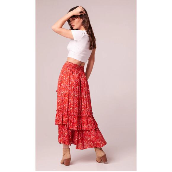 BAND OF THE FREE BOG NINETTE CRIMSON FLORAL MAXI SKIRT M NEW|BOHO - Picture 2 of 8